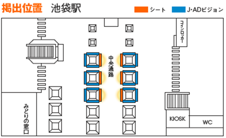 池袋中央通路デジタルシートセットの掲出位置