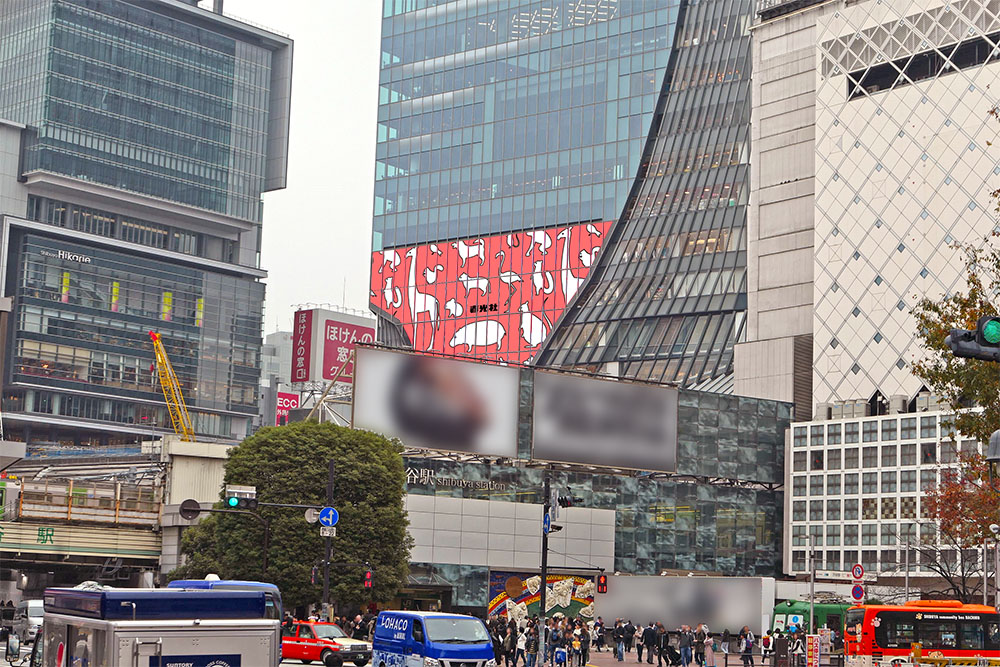 渋谷スクランブルスクエア東棟壁面に設置されている、大型デジタルサイネージ媒体