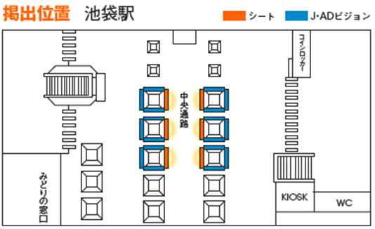 池袋駅中央改札外 中央通路掲出位置