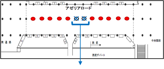 JR池袋アゼリアロードピラー掲出位置