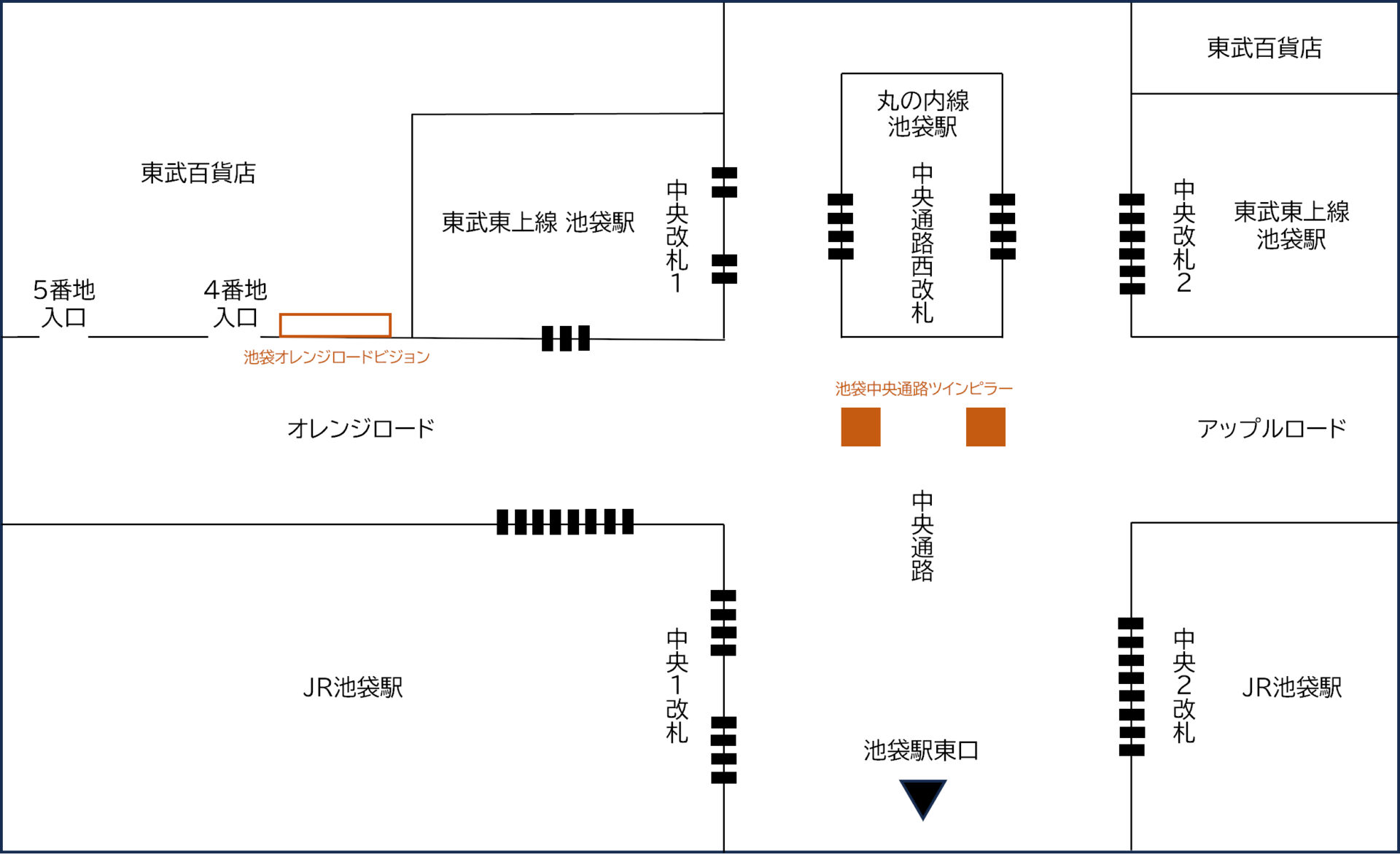 池袋中央通路ツインピラー_マップ
