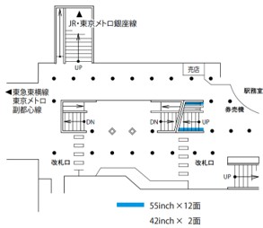 東急田都渋谷駅階段壁面サイネージ地図