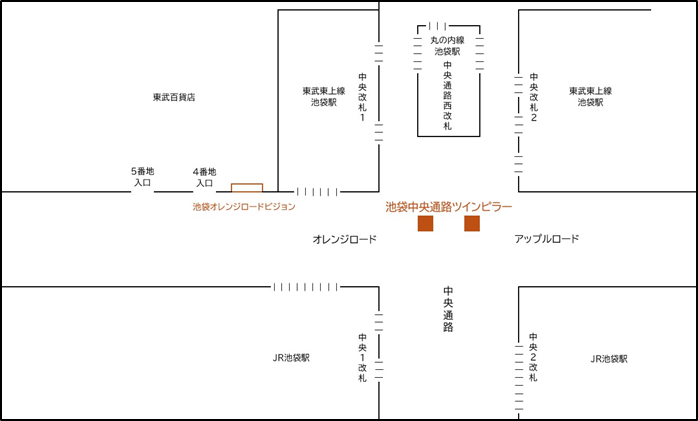 池袋中央通路ツインピラー媒体MAP